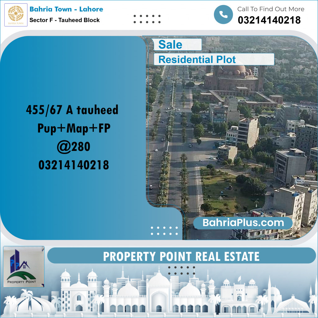 Residential Plot for Sale in Sector F - Tauheed Block -  Bahria Town, Lahore - (BP-200808)