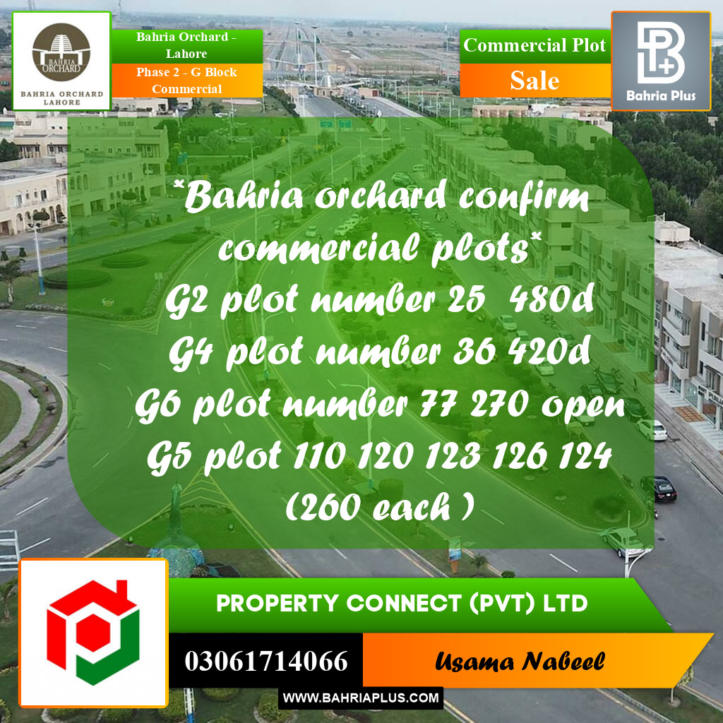 Commercial Plot for Sale in Phase 2 - G Block Commercial -  Bahria Orchard, Lahore - (BP-200821)