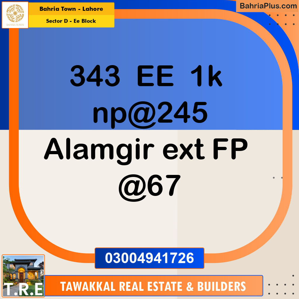1 Kanal Residential Plot for Sale in Sector D - EE Block -  Bahria Town, Lahore - (BP-200826)