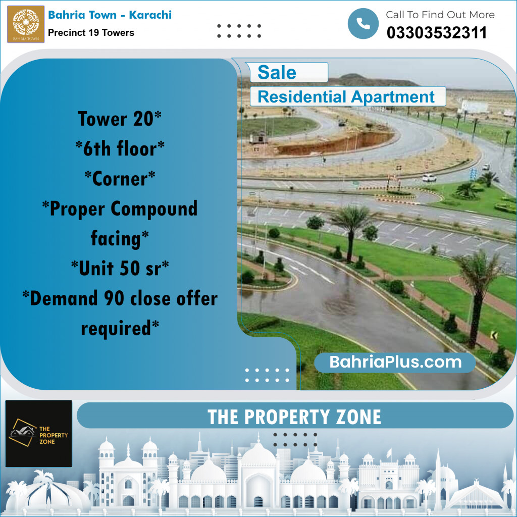 950 Sq. Ft. Residential Apartment for Sale in Precinct 19 Towers -  Bahria Town, Karachi - (BP-200835)