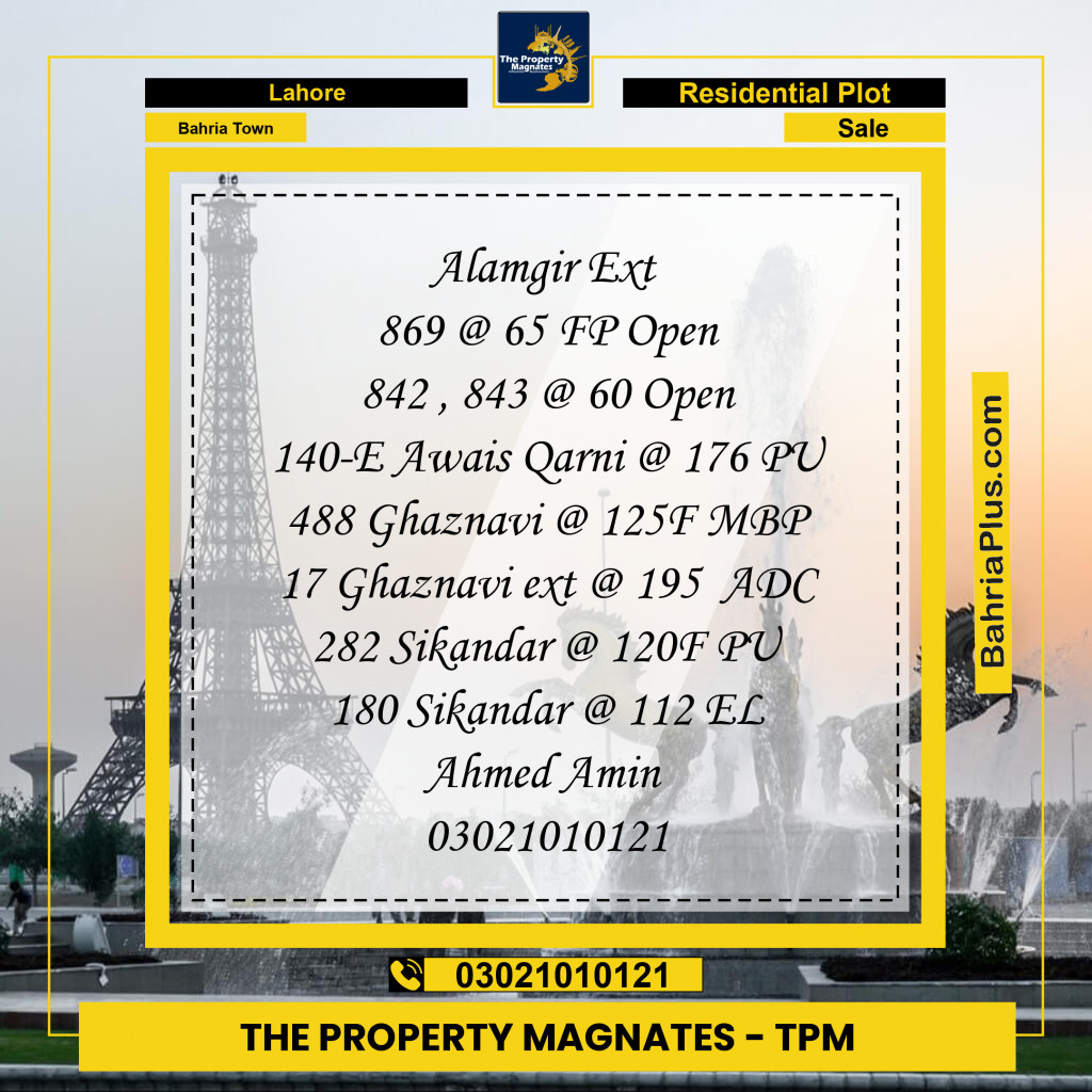 Residential Plot for Sale in Bahria Town, Lahore - (BP-200852)