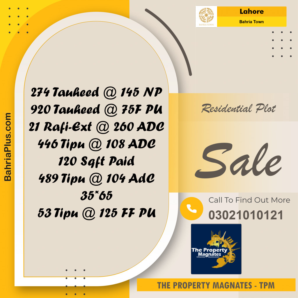 Residential Plot for Sale in Bahria Town, Lahore - (BP-200853)