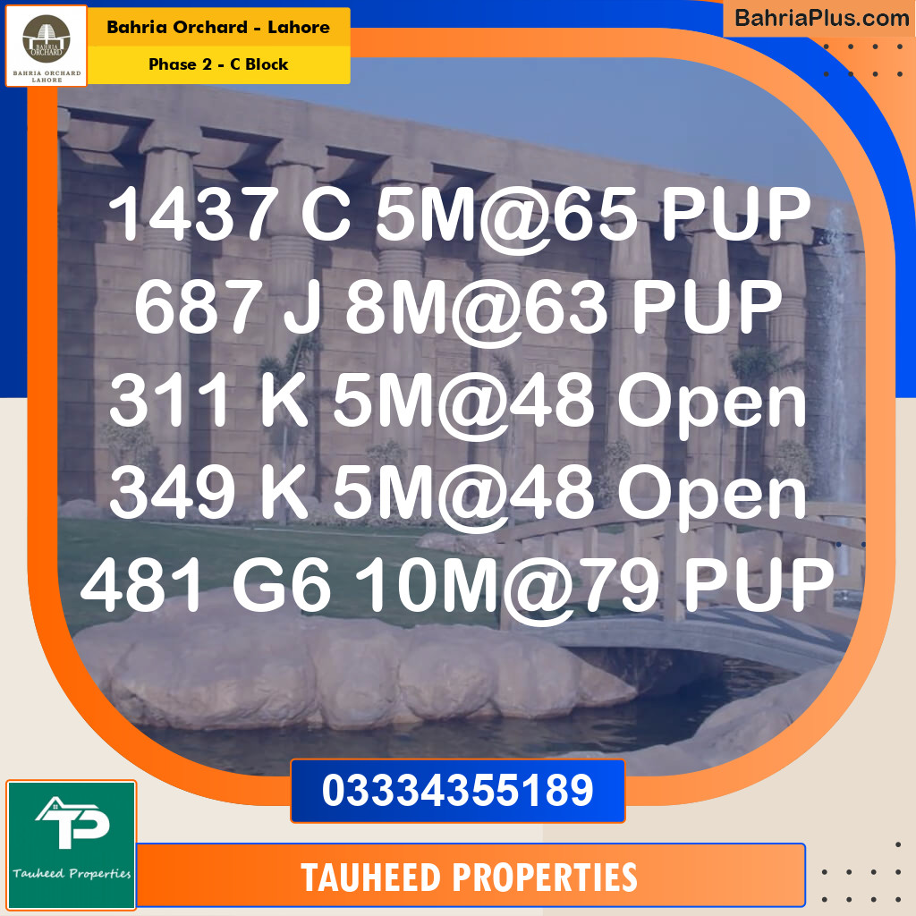 5 Marla Residential Plot for Sale in Phase 2 - C Block -  Bahria Orchard, Lahore - (BP-200908)
