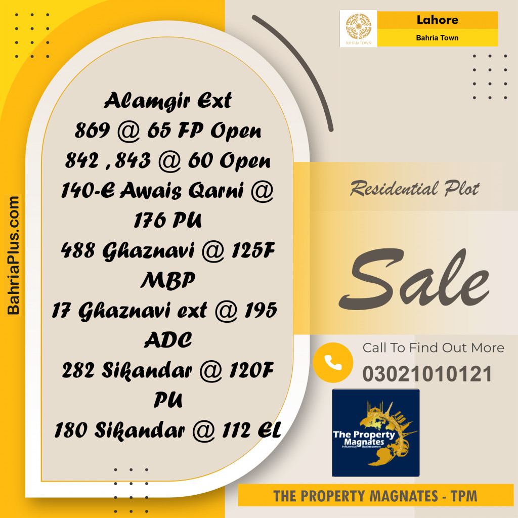 Residential Plot for Sale in Bahria Town, Lahore - (BP-201058)