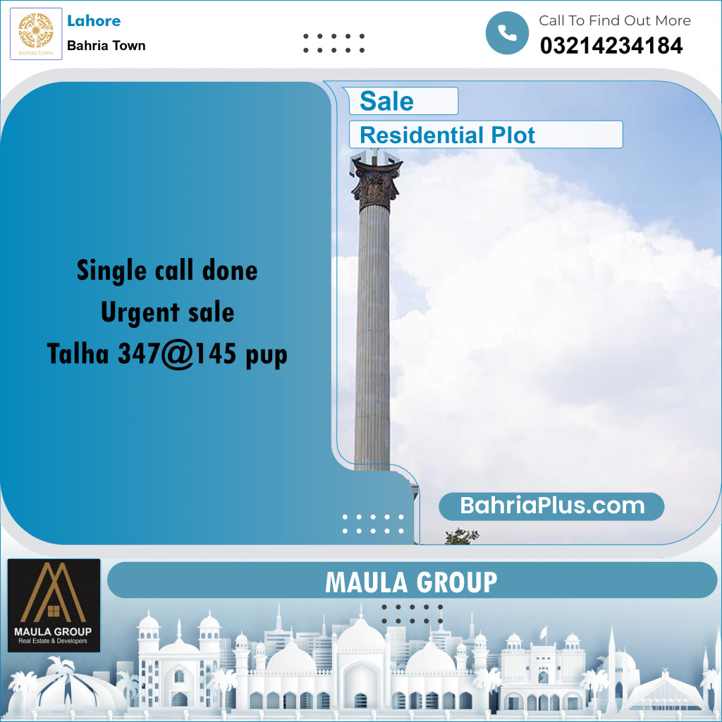 Residential Plot for Sale in Bahria Town, Lahore - (BP-201090)
