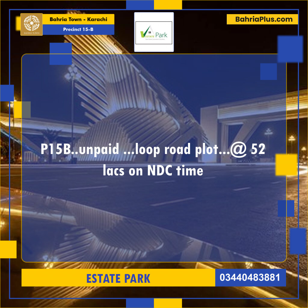 Residential Plot for Sale in Precinct 15-B -  Bahria Town, Karachi - (BP-201095)