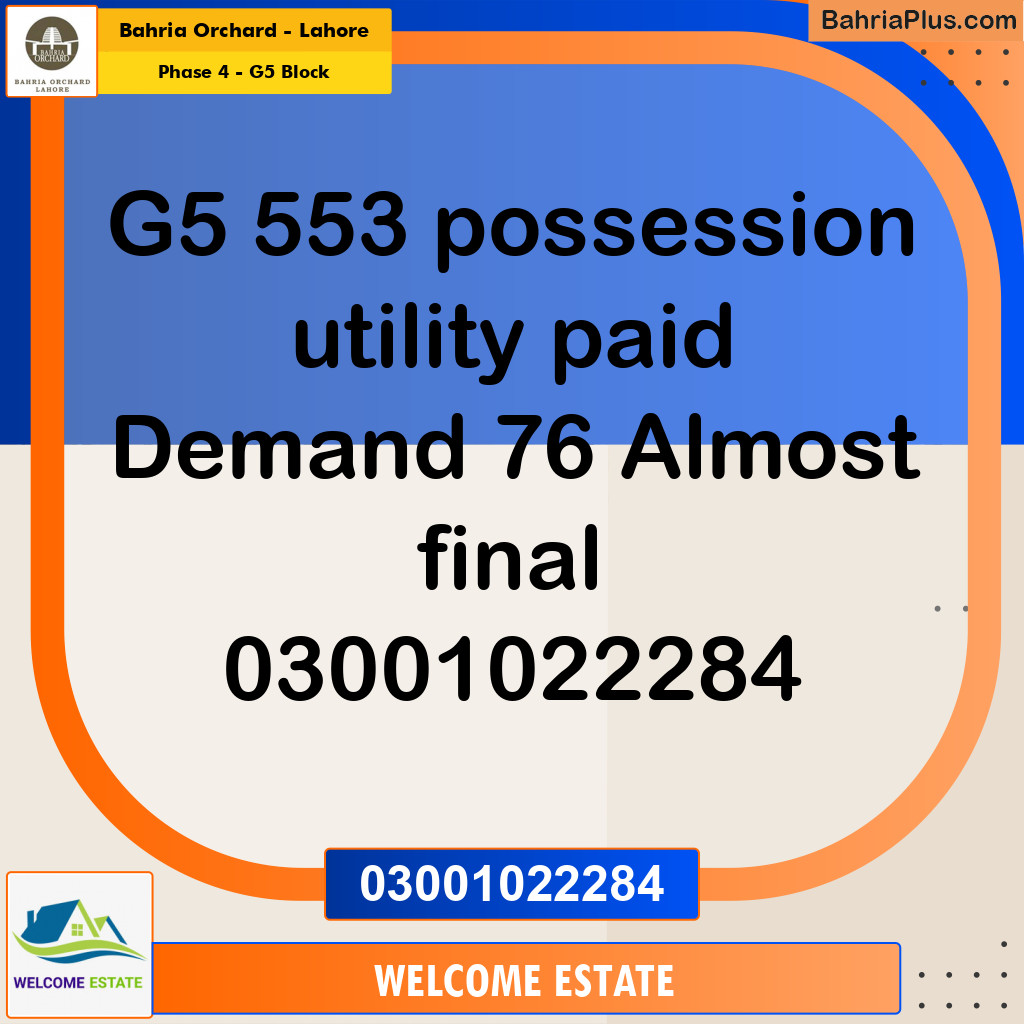 10 Marla Residential Plot for Sale in Phase 4 - G5 Block -  Bahria Orchard, Lahore - (BP-201184)