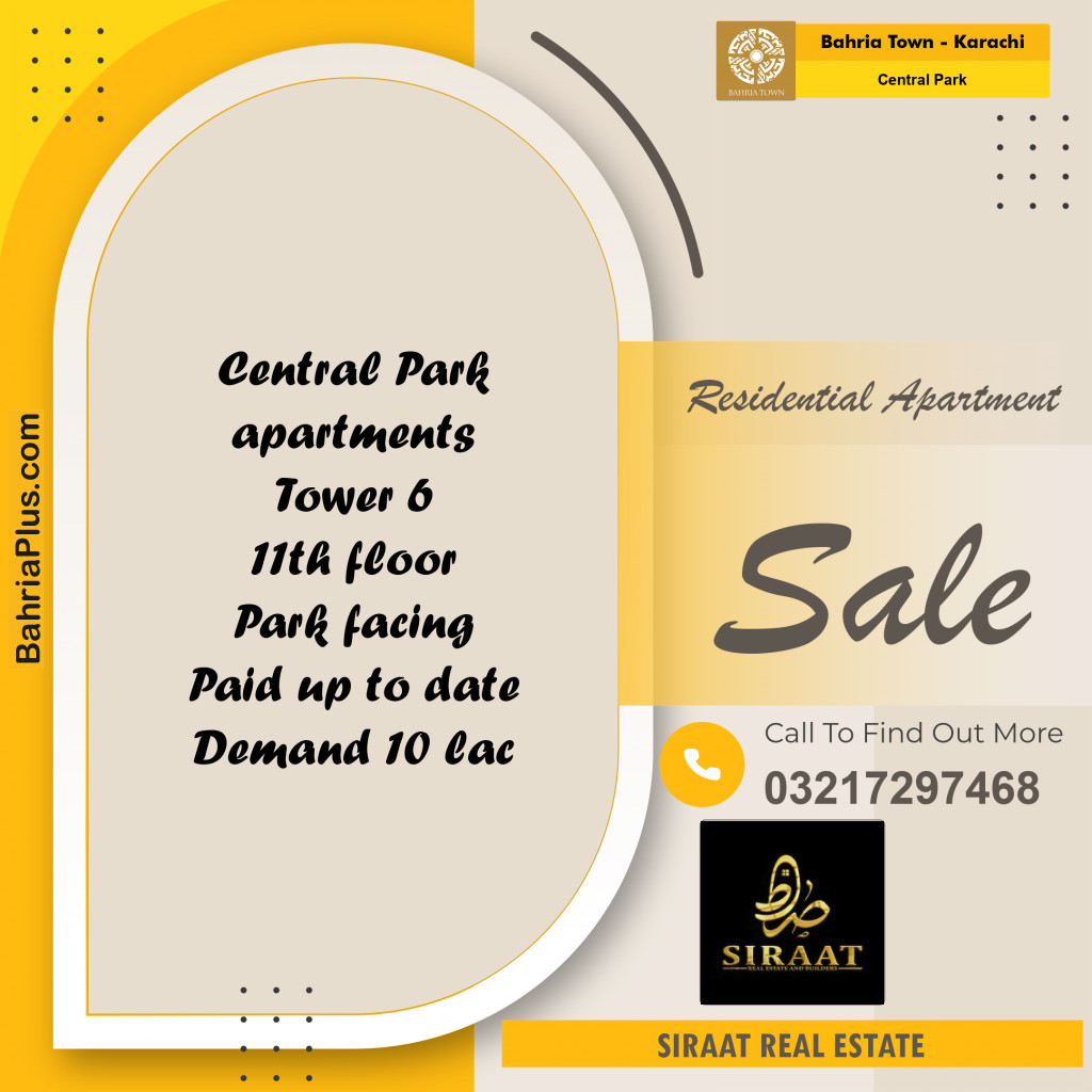 1100 Sq. Yards Residential Apartment for Sale in Central Park -  Bahria Town, Karachi - (BP-201227)