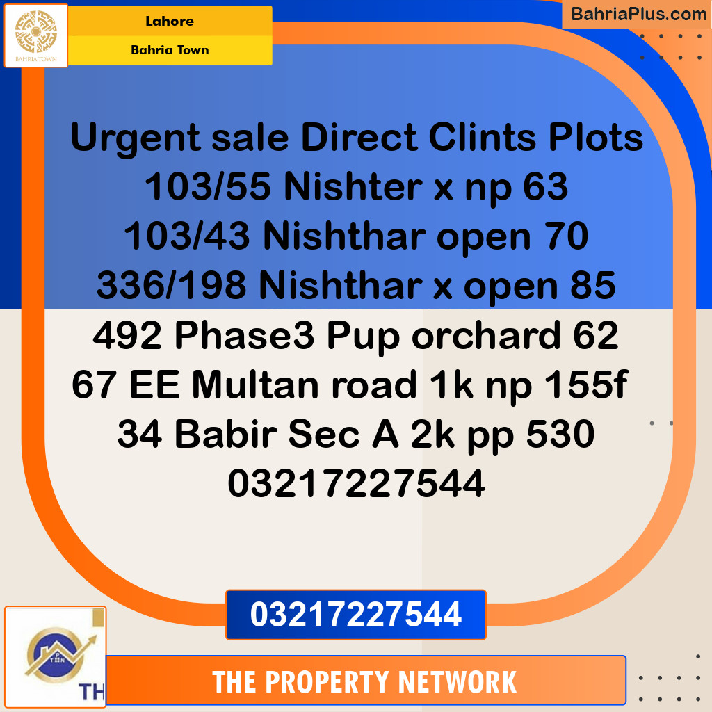 Residential Plot for Sale in Bahria Town, Lahore - (BP-201238)