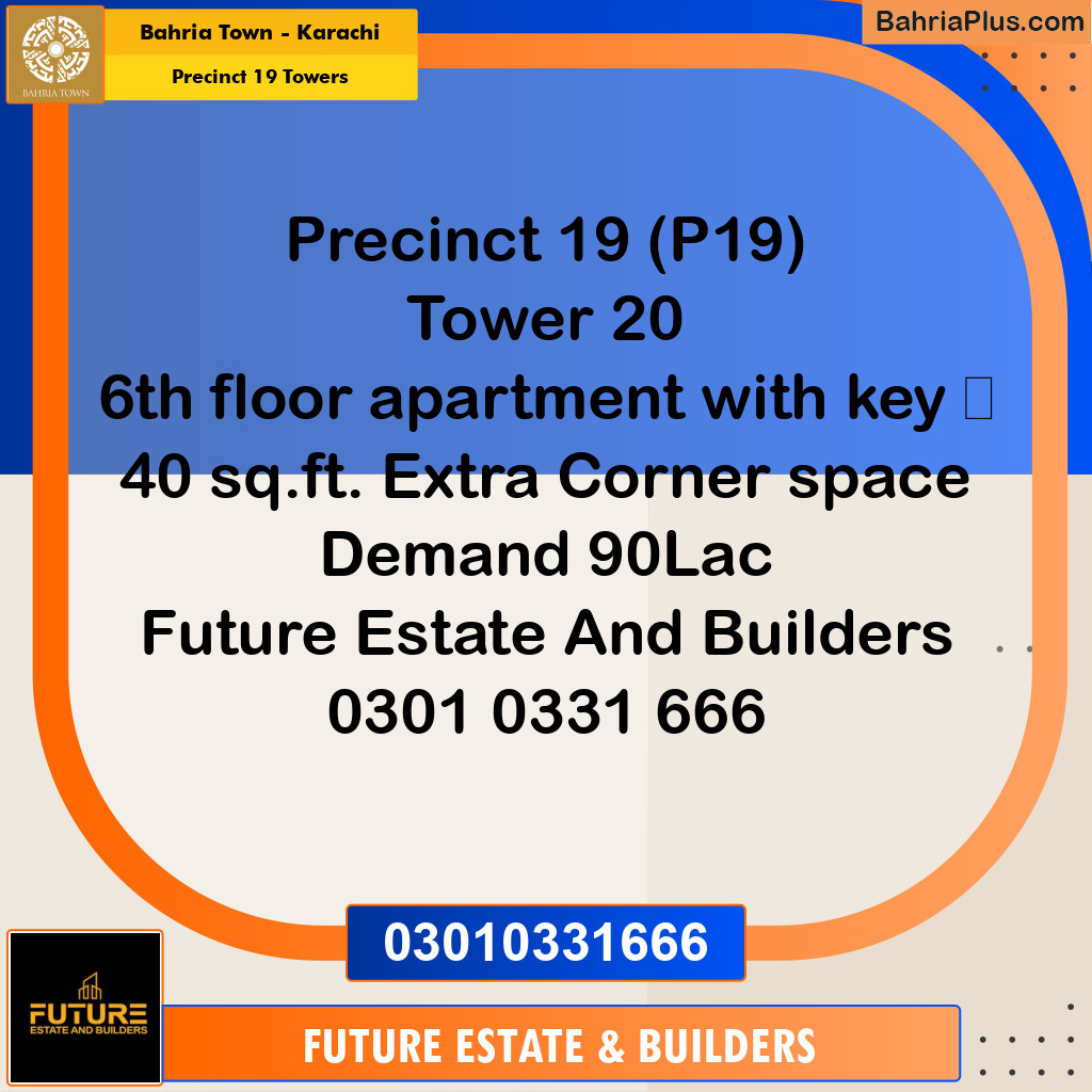 Residential Apartment for Sale in Precinct 19 Towers -  Bahria Town, Karachi - (BP-201254)