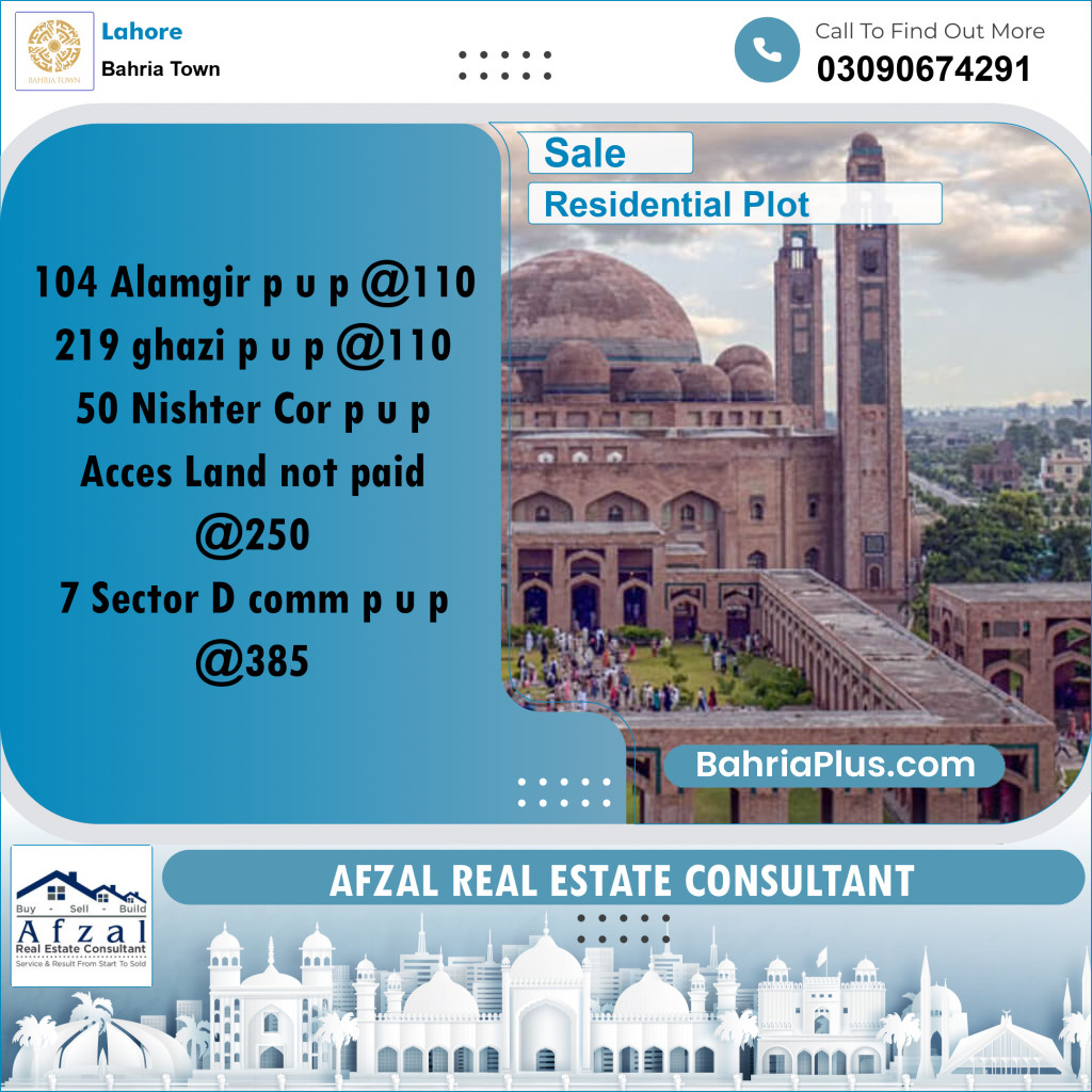 Residential Plot for Sale in Bahria Town, Lahore - (BP-201267)