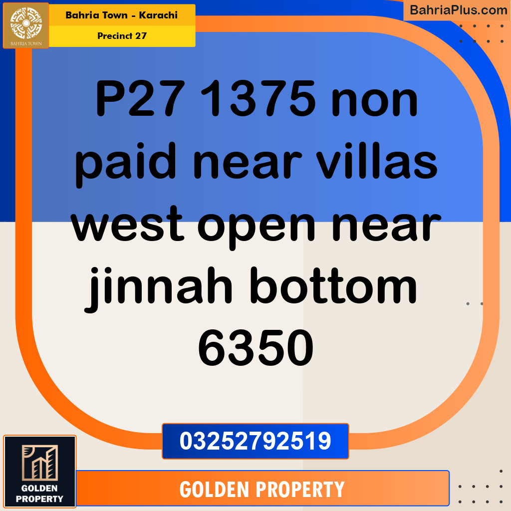 Residential Plot for Sale in Precinct 27 -  Bahria Town, Karachi - (BP-201323)