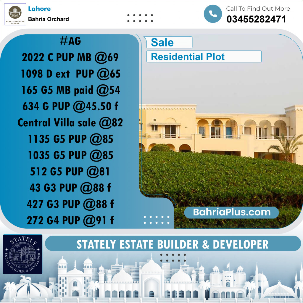 Residential Plot for Sale in Bahria Orchard, Lahore - (BP-201359)
