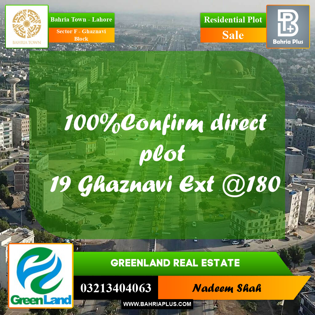 1 Kanal Residential Plot for Sale in Sector F - Ghaznavi Block -  Bahria Town, Lahore - (BP-201365)