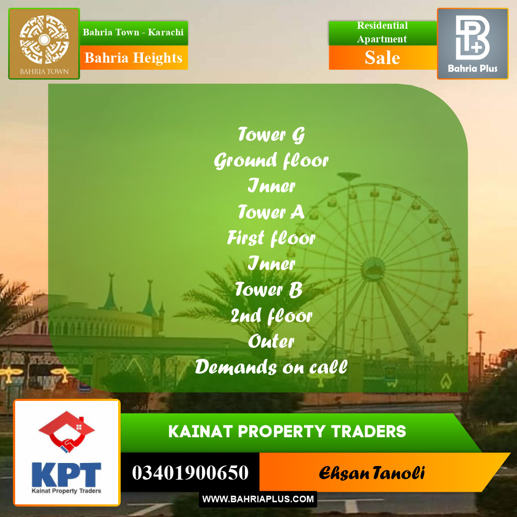 Residential Apartment for Sale in Bahria Heights -  Bahria Town, Karachi - (BP-201381)