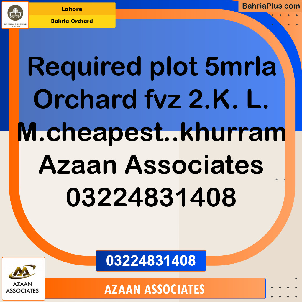 Residential Plot for Sale in Bahria Orchard, Lahore - (BP-201396)