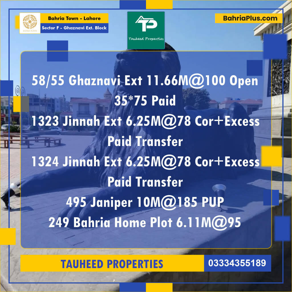 11.66 Marla Residential Plot for Sale in Sector F - Ghaznavi Ext. Block -  Bahria Town, Lahore - (BP-201401)