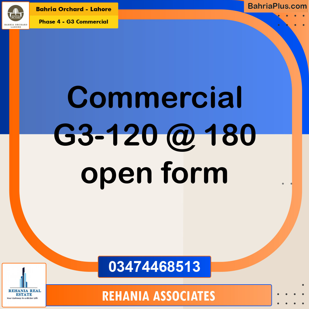 5 Marla Commercial Plot for Sale in Phase 4 - G3 Commercial -  Bahria Orchard, Lahore - (BP-201422)