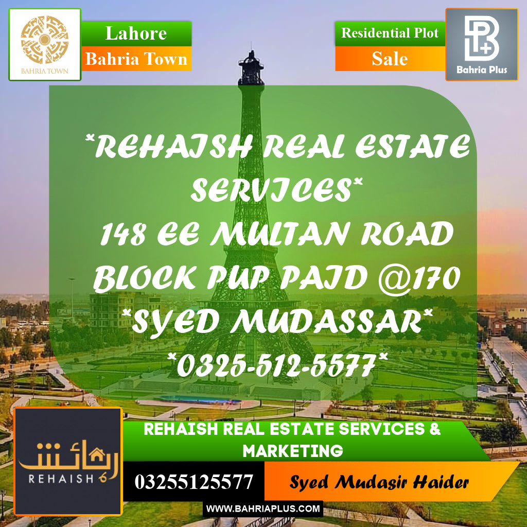 Residential Plot for Sale in Bahria Town, Lahore - (BP-201528)