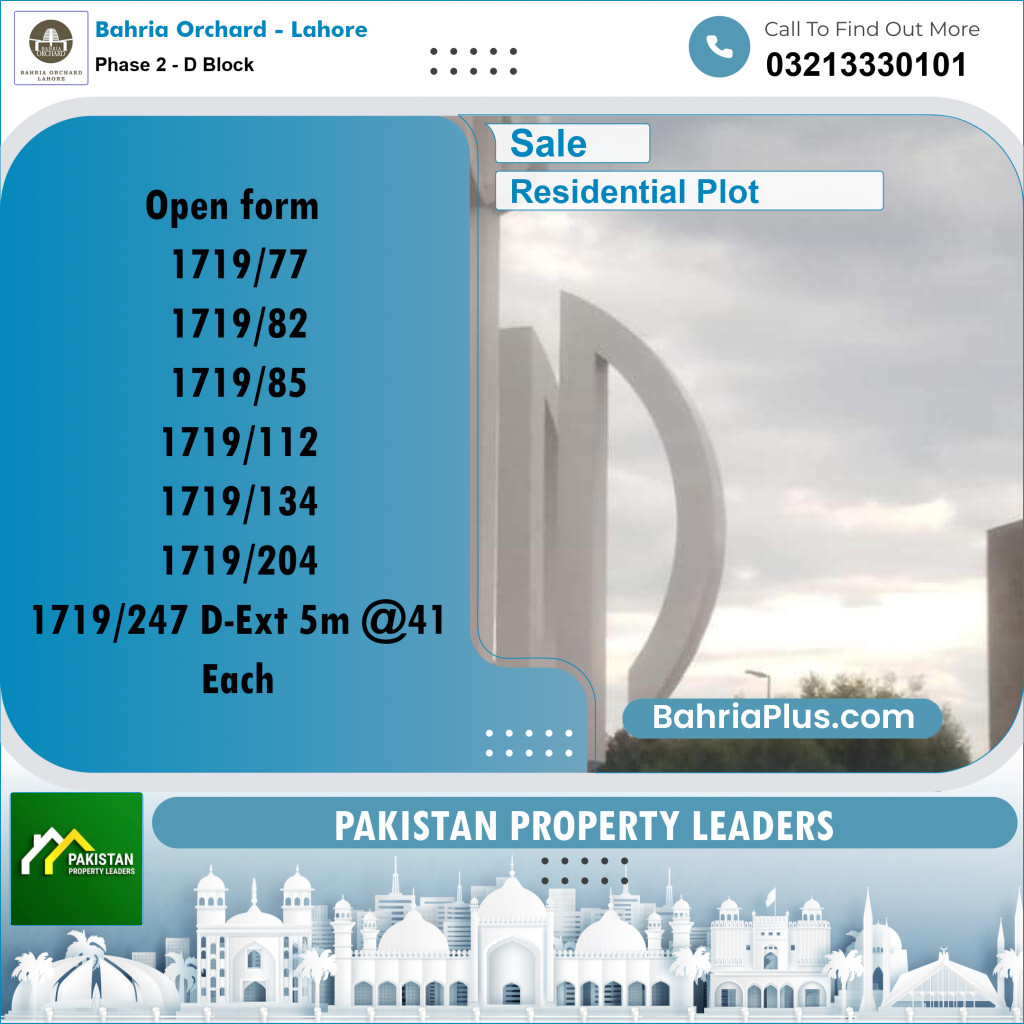 5 Marla Residential Plot for Sale in Phase 2 - D Block -  Bahria Orchard, Lahore - (BP-201540)