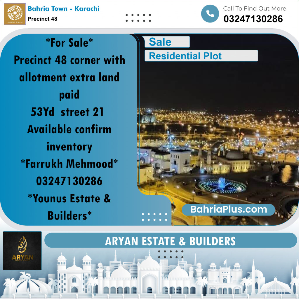 250 Sq. Yards Residential Plot for Sale in Precinct 48 -  Bahria Town, Karachi - (BP-201588)
