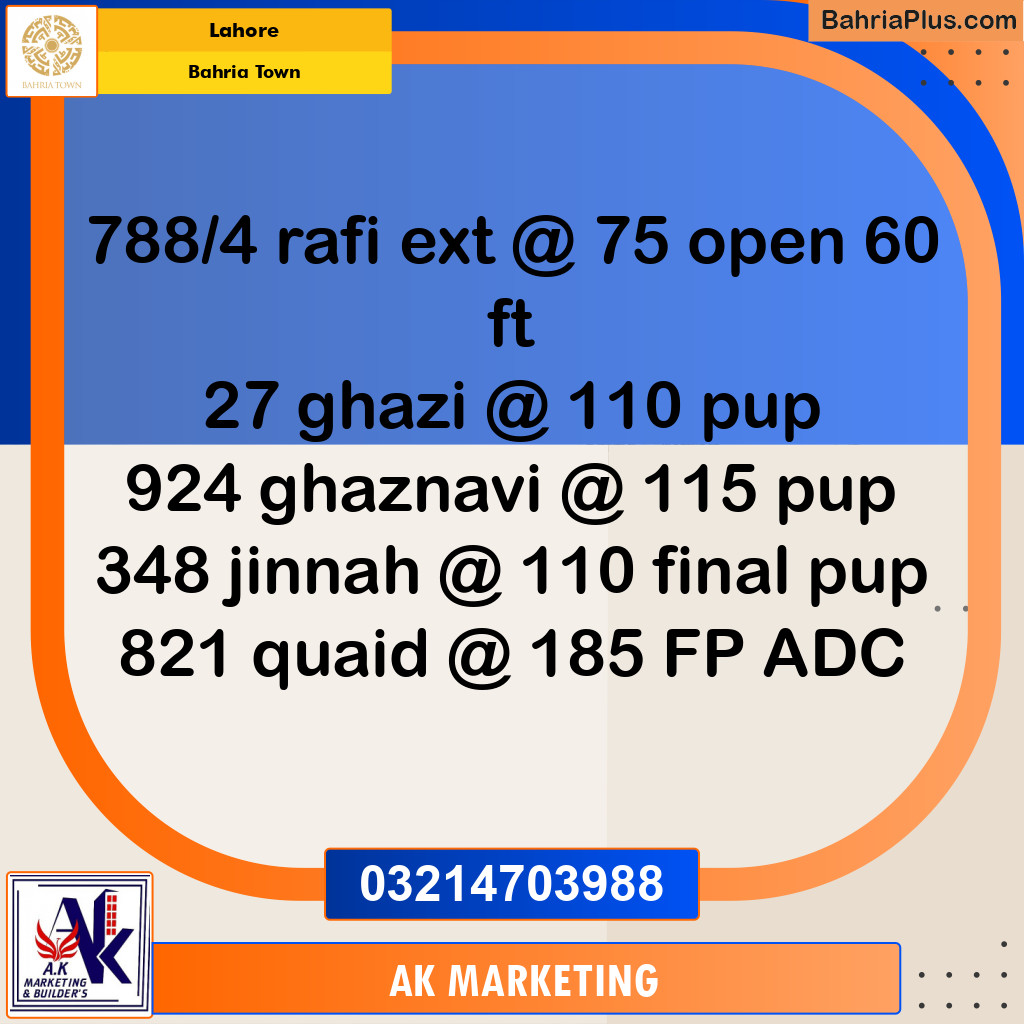 Residential Plot for Sale in Bahria Town, Lahore - (BP-201591)
