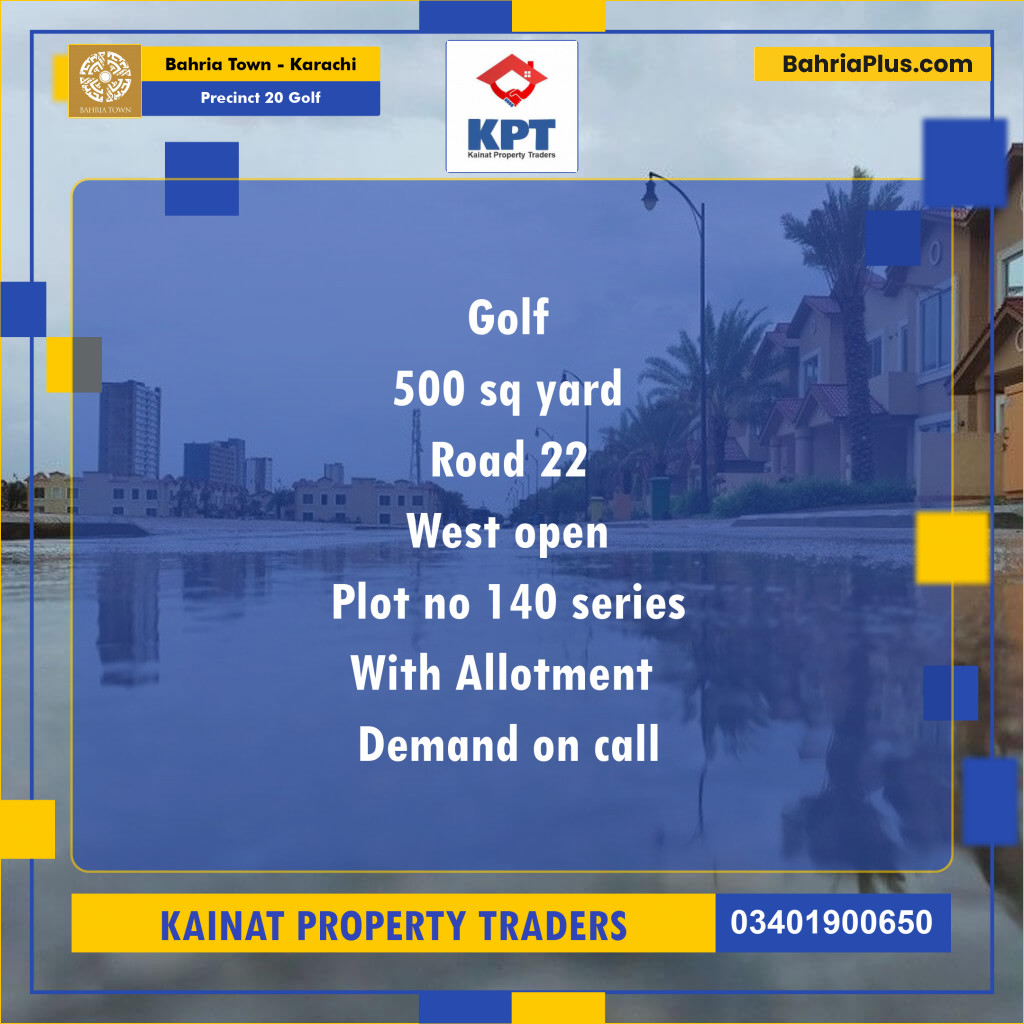 500 Sq. Yards Residential Plot for Sale in Precinct 20 Golf -  Bahria Town, Karachi - (BP-201592)