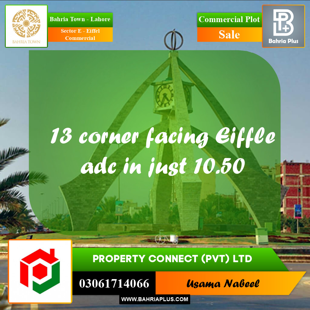 Commercial Plot for Sale in Sector E - Eiffel Commercial -  Bahria Town, Lahore - (BP-201620)