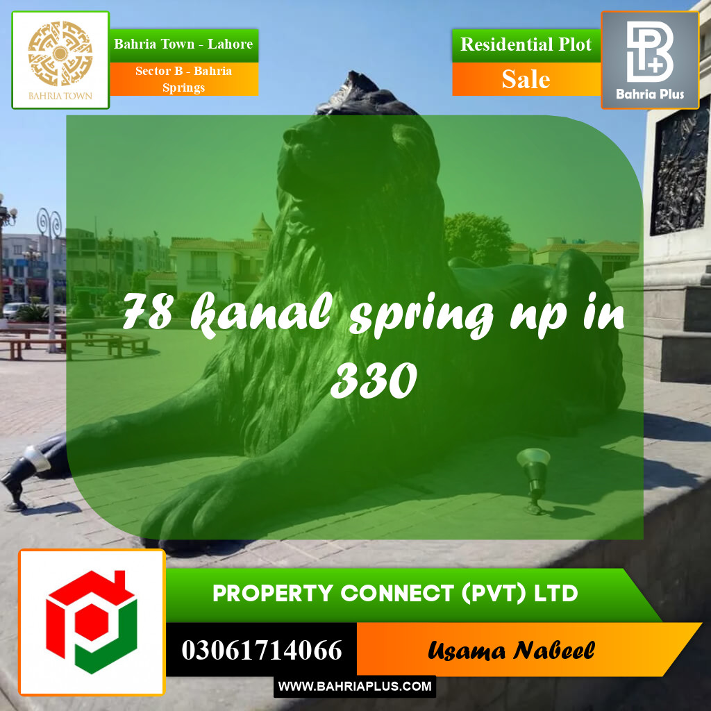 Residential Plot for Sale in Sector B - Bahria Springs - Bahria Town, Lahore - (BP-201622)