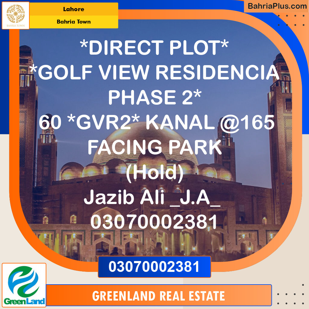 1 Kanal Residential Plot for Sale in Bahria Town, Lahore - (BP-201623)