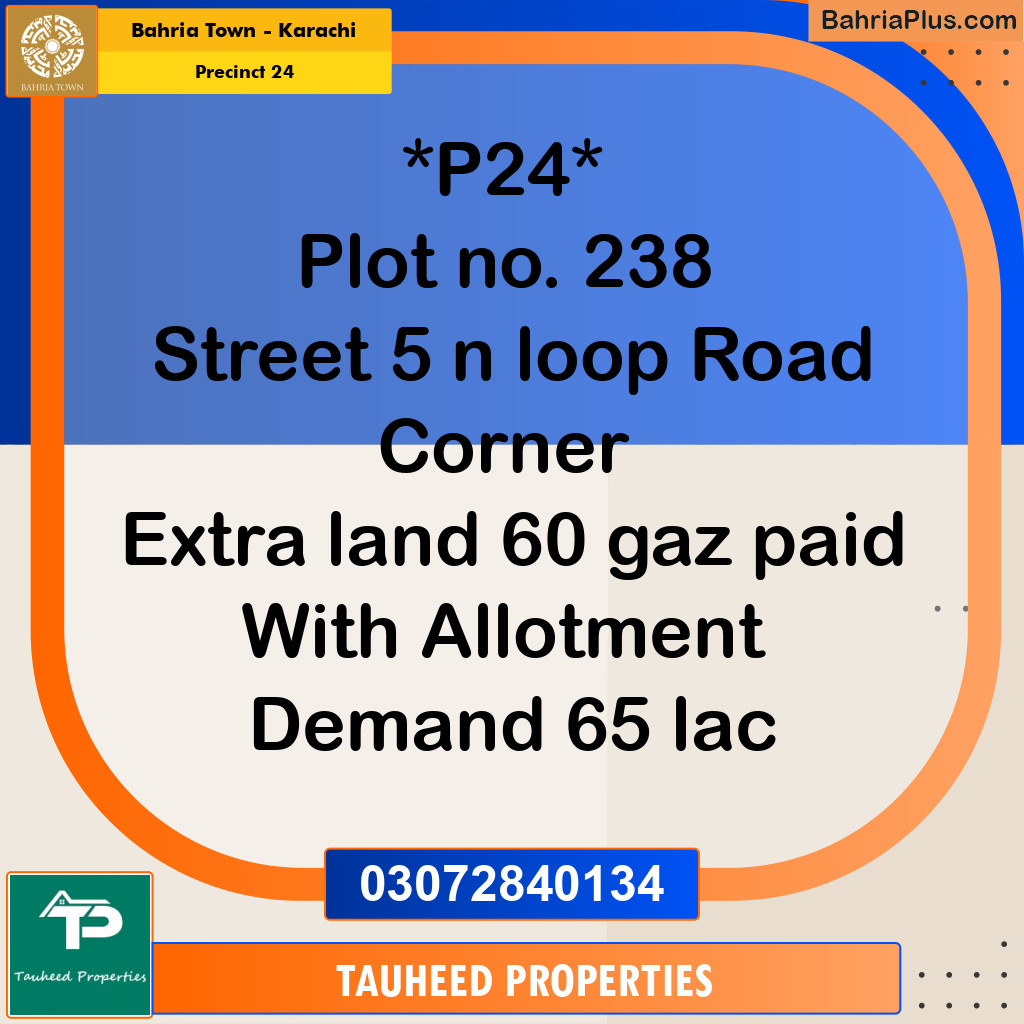 125 Sq. Yards Residential Plot for Sale in Precinct 24 -  Bahria Town, Karachi - (BP-201644)