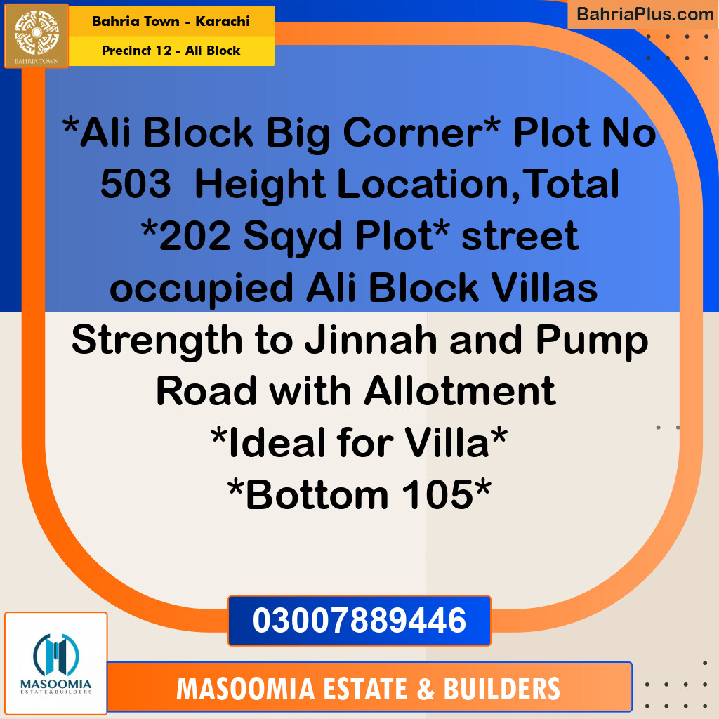 125 Sq. Yards Residential Plot for Sale in Precinct 12 - Ali Block -  Bahria Town, Karachi - (BP-201653)