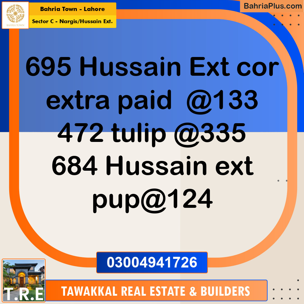 10 Marla Residential Plot for Sale in Sector C - Nargis/Hussain Ext. -  Bahria Town, Lahore - (BP-201678)