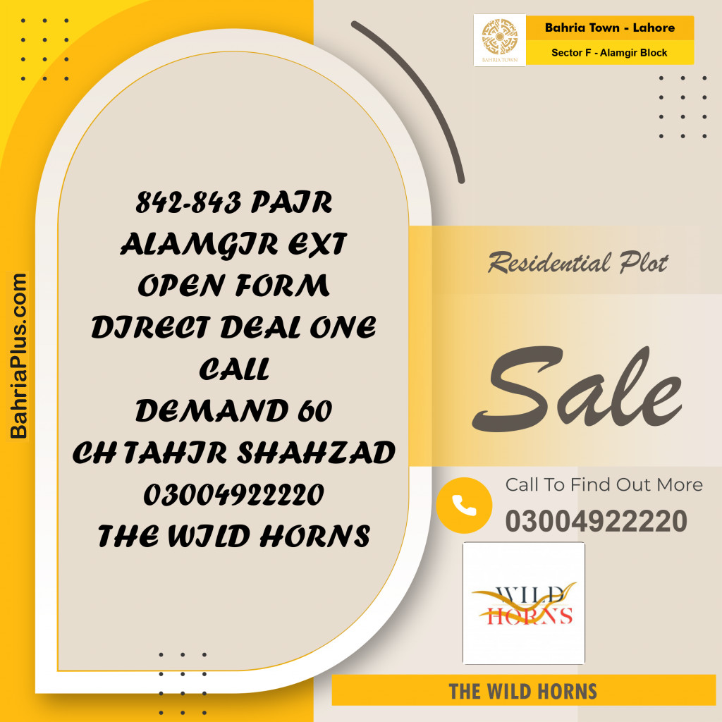 5 Marla Residential Plot for Sale in Sector F - Alamgir Block -  Bahria Town, Lahore - (BP-201682)