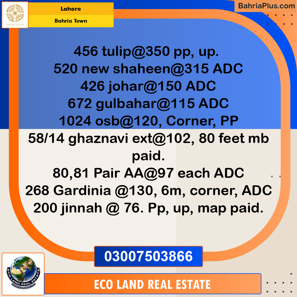 Residential Plot for Sale in Bahria Town, Lahore - (BP-201688)