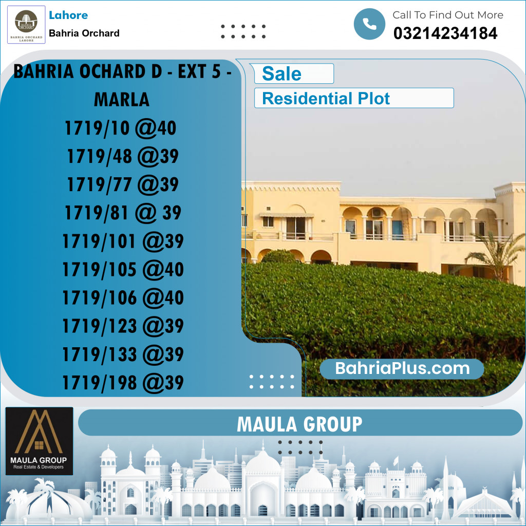 Residential Plot for Sale in Bahria Orchard, Lahore - (BP-201734)