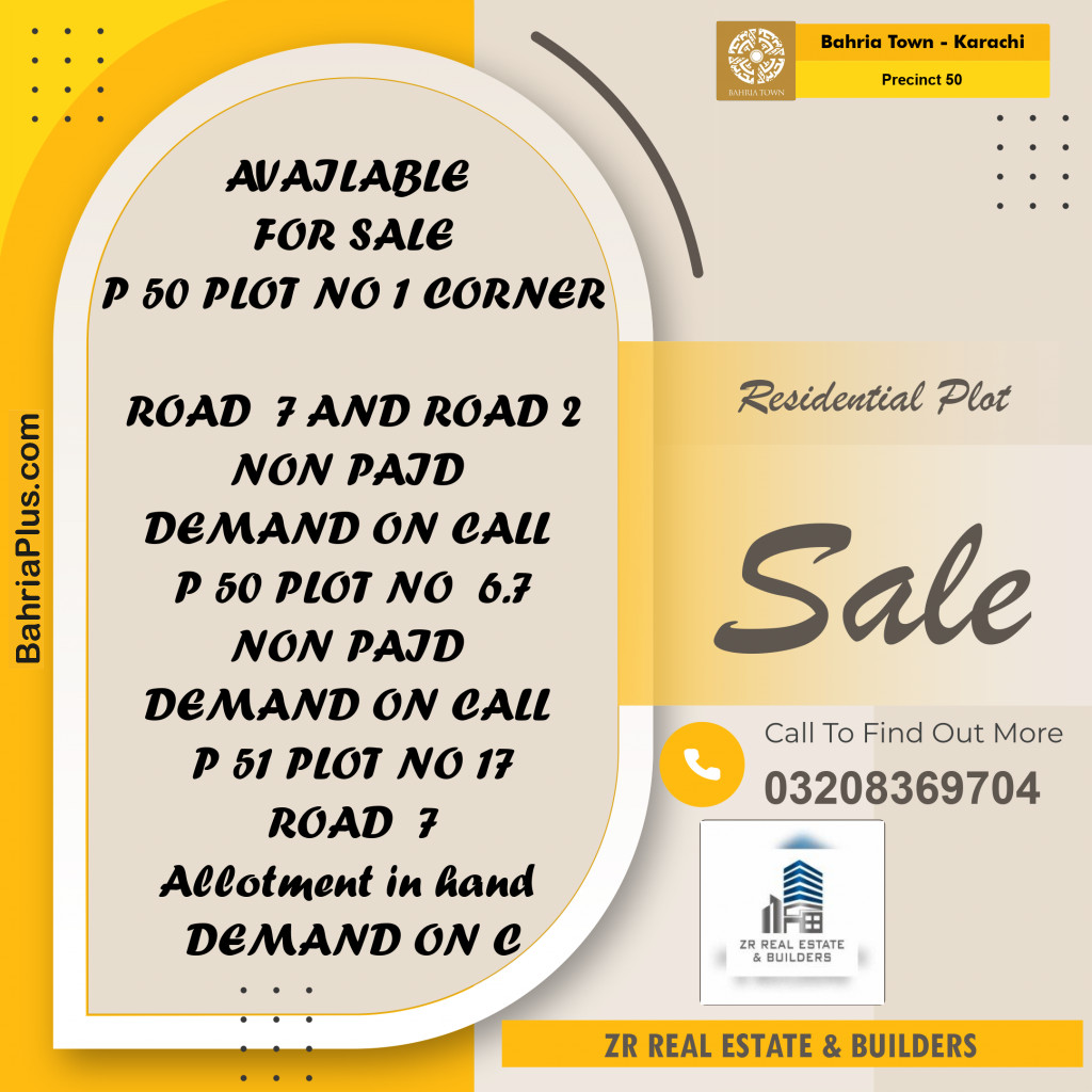 500 Sq. Yards Residential Plot for Sale in Precinct 50 -  Bahria Town, Karachi - (BP-201750)