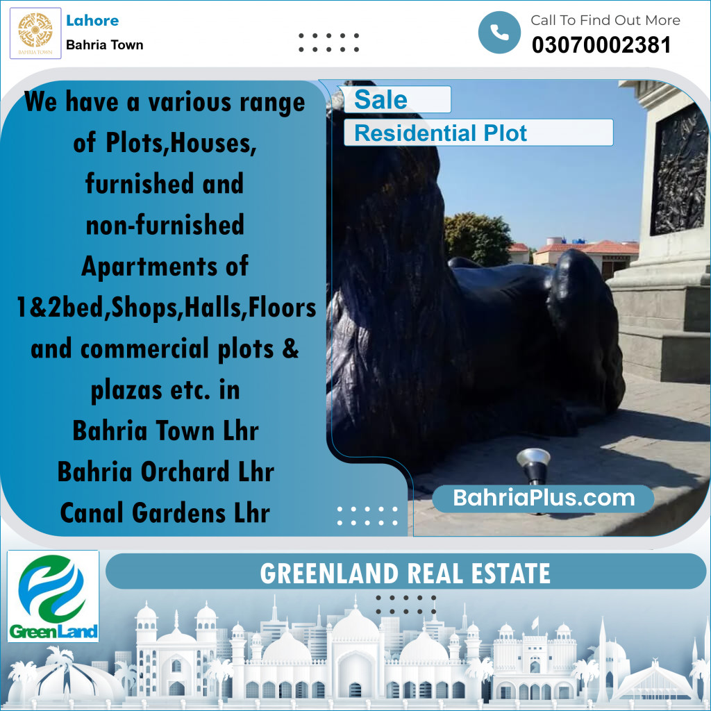 10 Marla Residential Plot for Sale in Bahria Town, Lahore - (BP-201777)