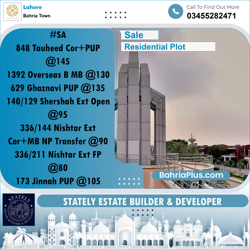 Residential Plot for Sale in Bahria Town, Lahore - (BP-201819)