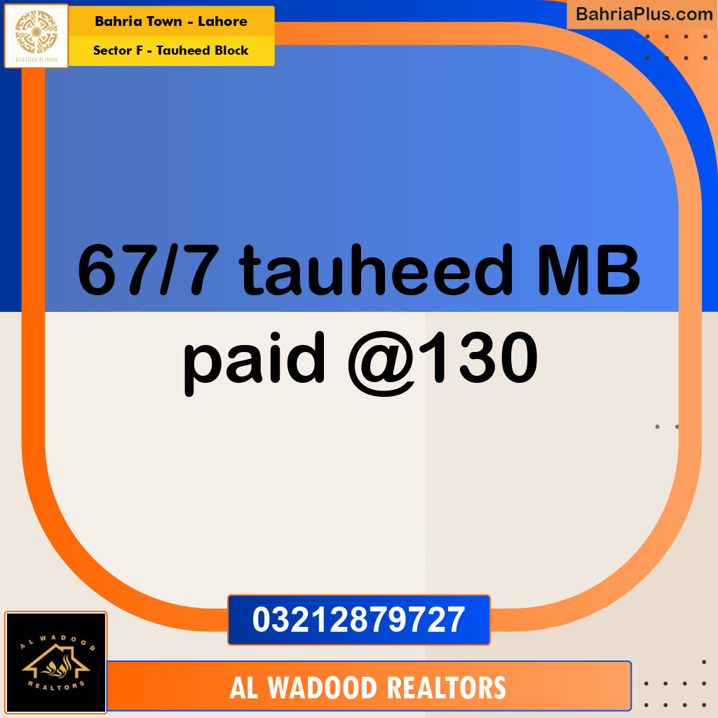 10 Marla Residential Plot for Sale in Sector F - Tauheed Block -  Bahria Town, Lahore - (BP-201891)