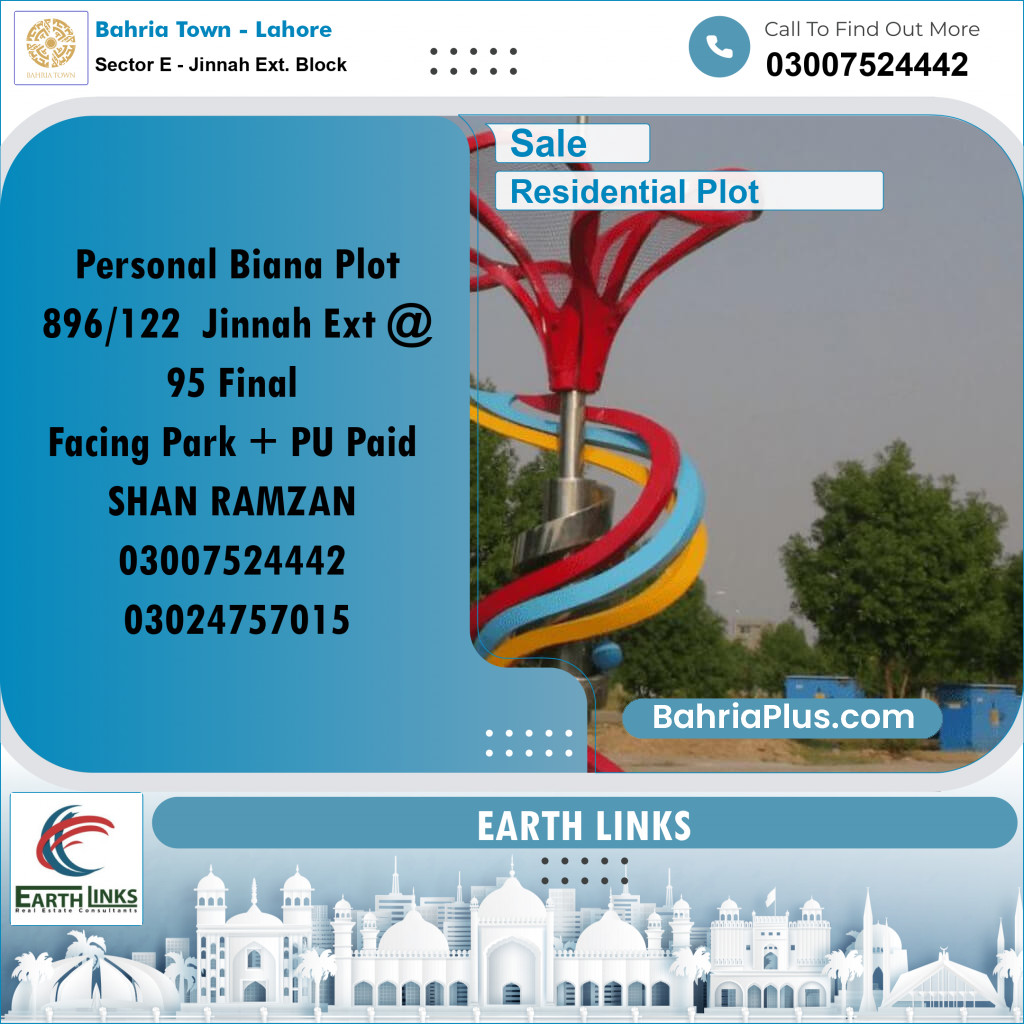 5 Kanal Residential Plot for Sale in Sector E - Jinnah Ext. Block -  Bahria Town, Lahore - (BP-201896)