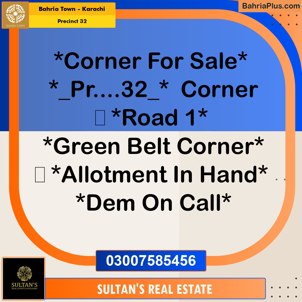 272 Sq. Yards Residential Plot for Sale in Precinct 32 -  Bahria Town, Karachi - (BP-201903)
