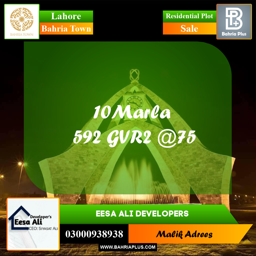 Residential Plot for Sale in Bahria Town, Lahore - (BP-201912)