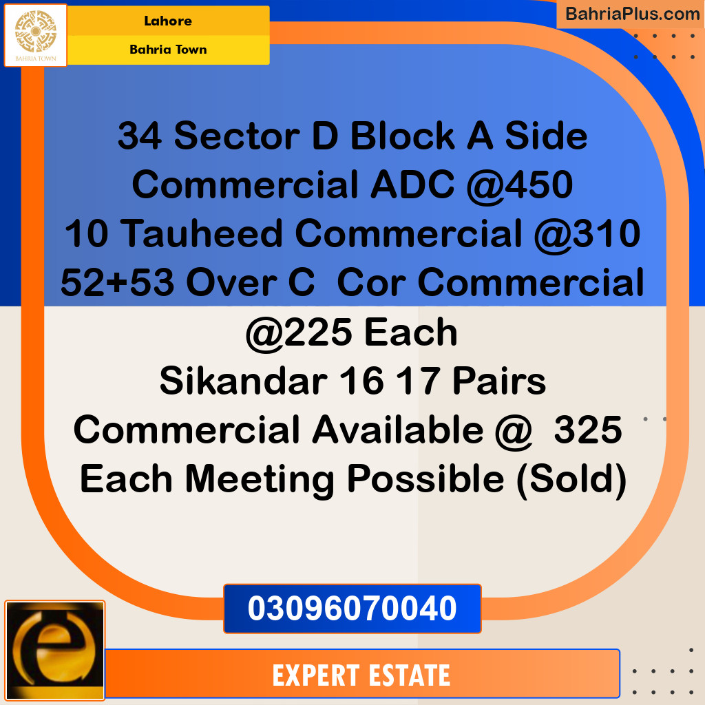5 Marla Commercial Plot for Sale in Bahria Town, Lahore - (BP-201919)