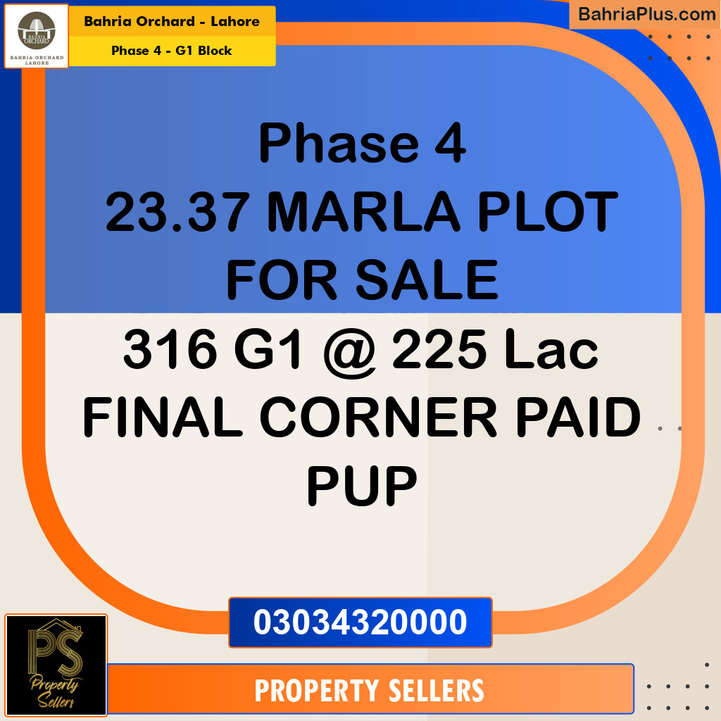 1 Kanal Residential Plot for Sale in Phase 4 - G1 Block -  Bahria Orchard, Lahore - (BP-201929)