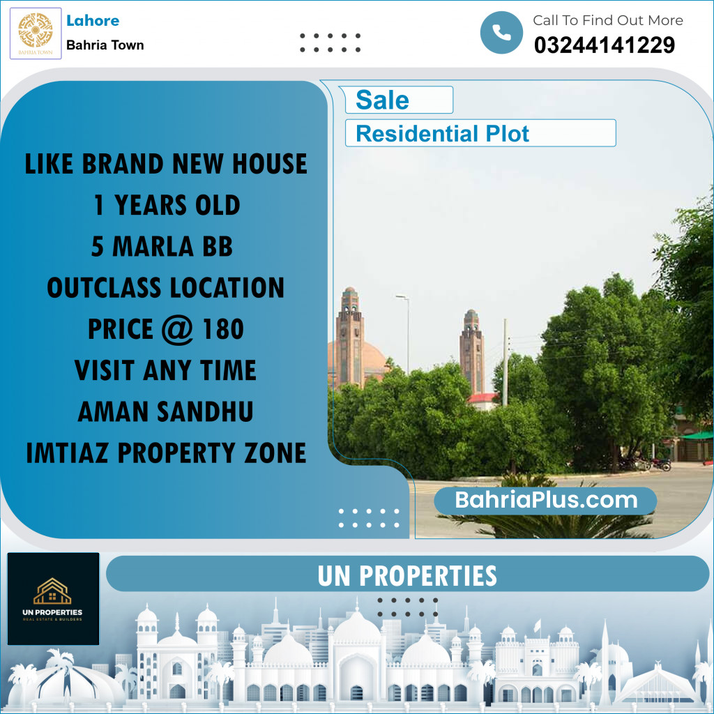 Residential Plot for Sale in Bahria Town, Lahore - (BP-201952)