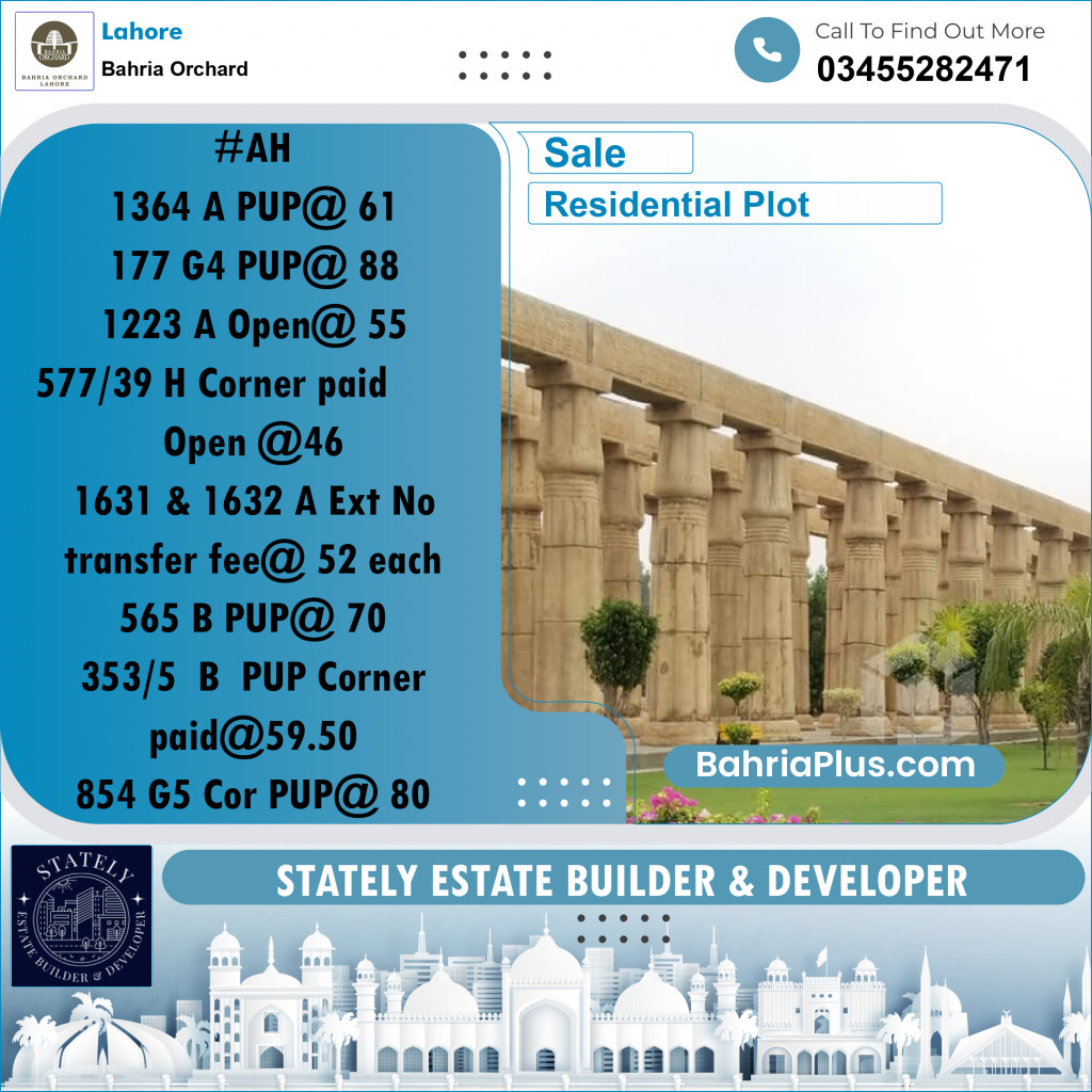 Residential Plot for Sale in Bahria Orchard, Lahore - (BP-201977)