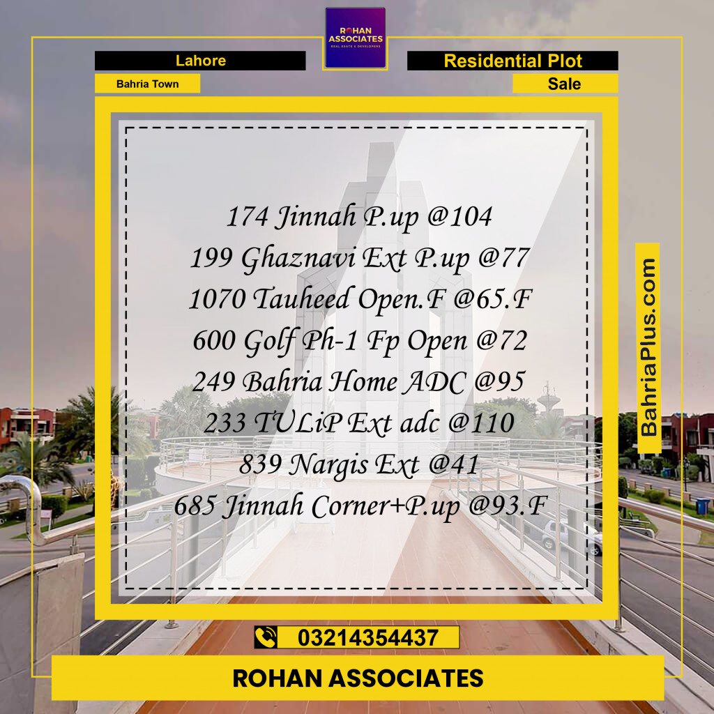 Residential Plot for Sale in Bahria Town, Lahore - (BP-201983)