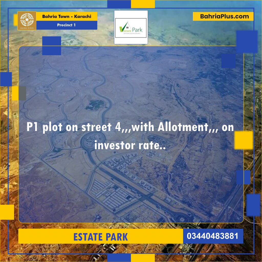 Residential Plot for Sale in Precinct 1 -  Bahria Town, Karachi - (BP-202003)