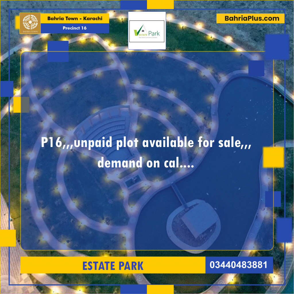 Residential Plot for Sale in Precinct 16 -  Bahria Town, Karachi - (BP-202006)